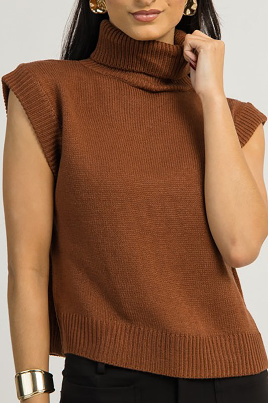 Casual Turtleneck Sleeveless Sweater