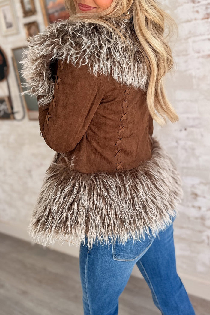 Brown Faux Fur Western Jacket