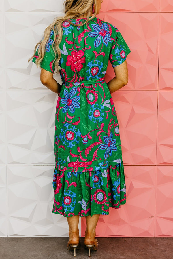 Casual Floral Pleated Dress