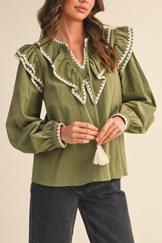 Ruffles Tassel Strap Details Top