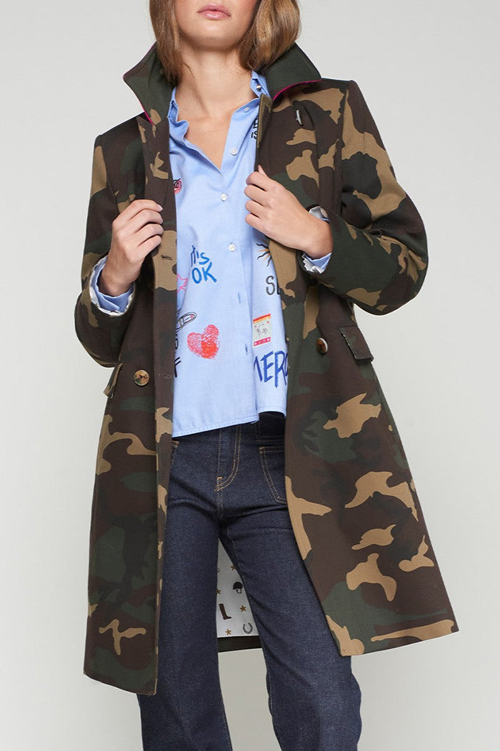 Casual Camo Trench Coat