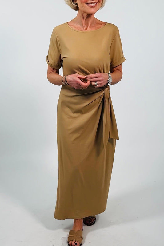 Wrap Waist Short Sleeve Maxi Dress