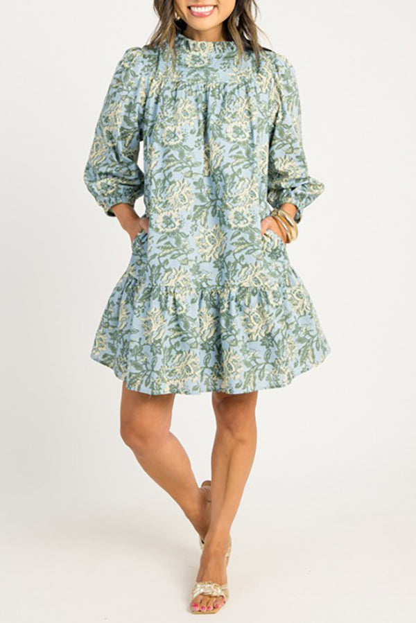 Side Pockets Floral Dress