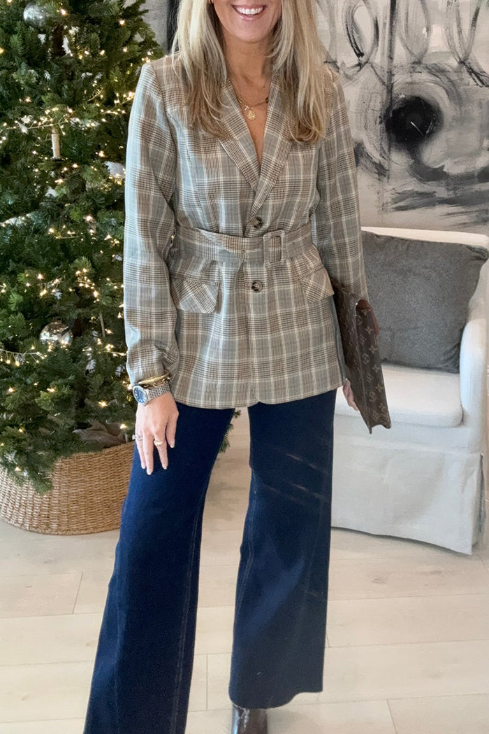 Casual Plaid Pocket Blazer