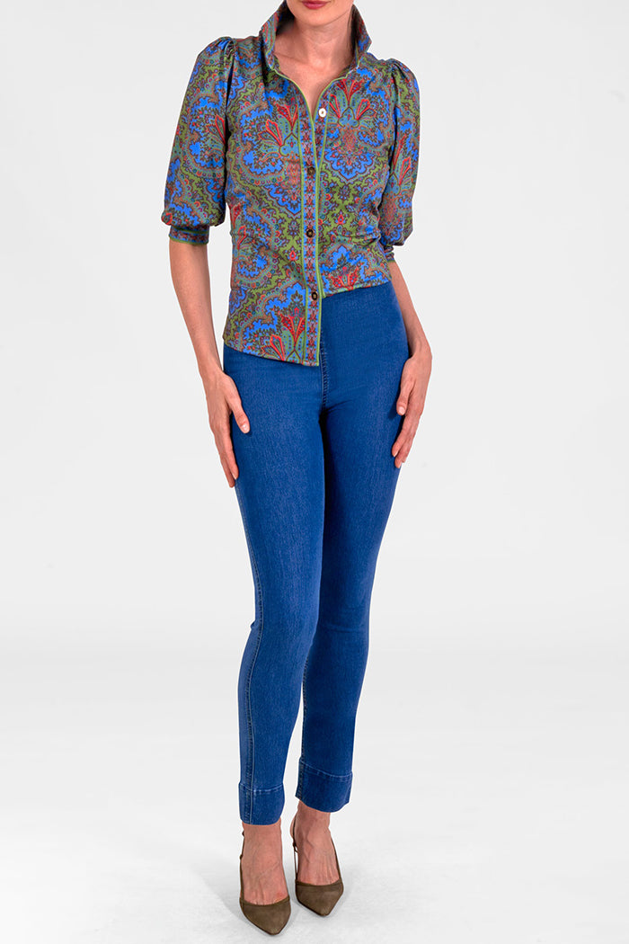 Casual  3/4  Puff Sleeve Top