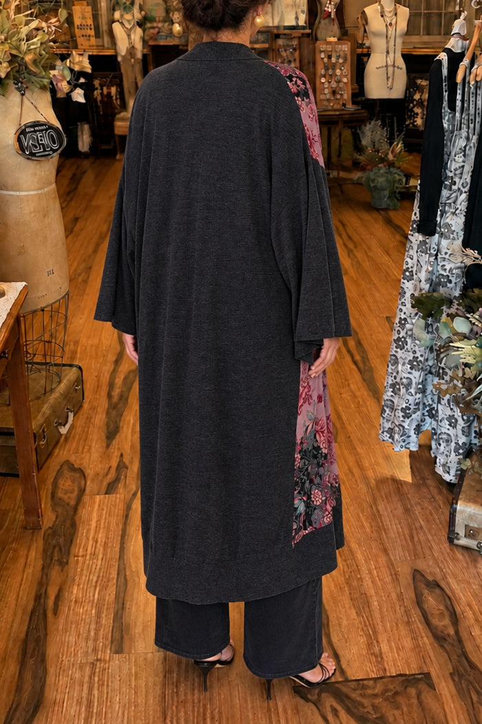 Floral Print Knit Kimono