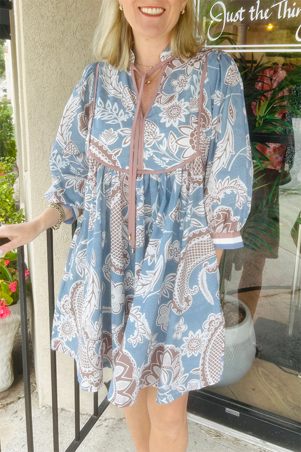 Tie Pocket Floral Dress