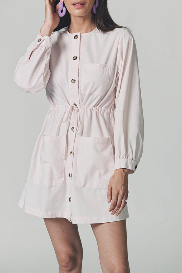 Waist Drawstring Pocket Dress
