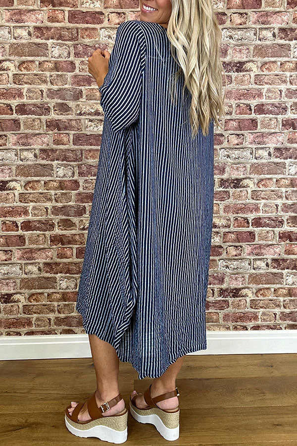 Casual Pocket Stripes Dress