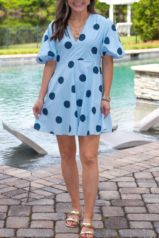 Polka Dot Puff Sleeve Dress
