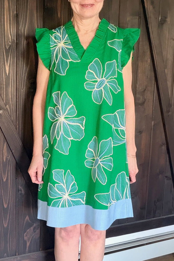 Ruffled Floral Shift Dress