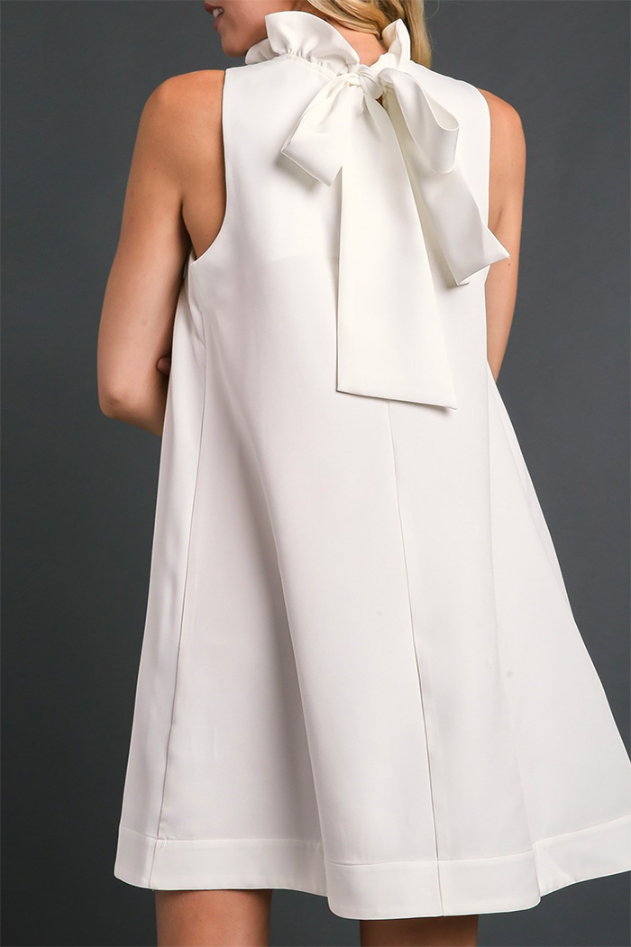 Ruffle Sleeveless Back Bow Tie Dress
