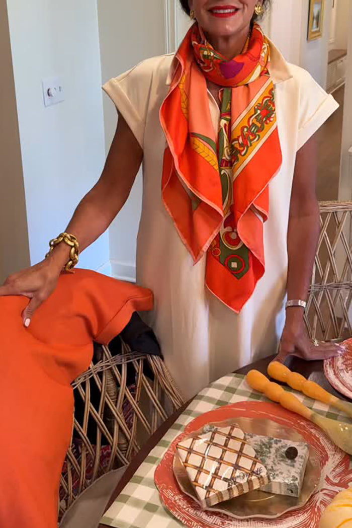 Vibrant Boho Print Square Silk Scarf