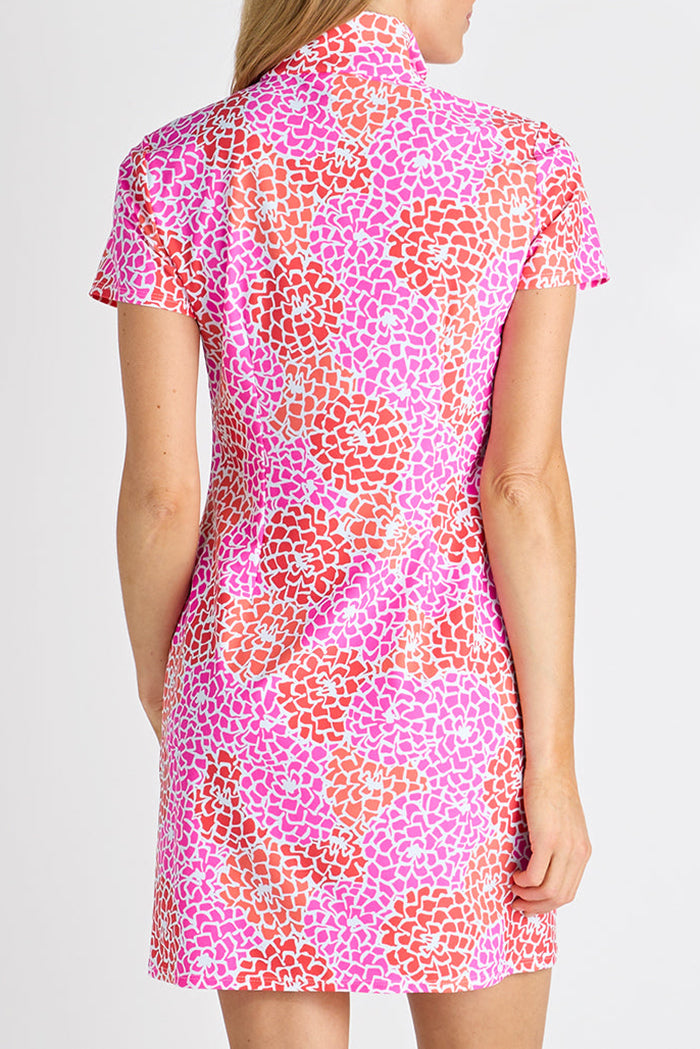 Floral Half-Zip Short Sleeve Dress