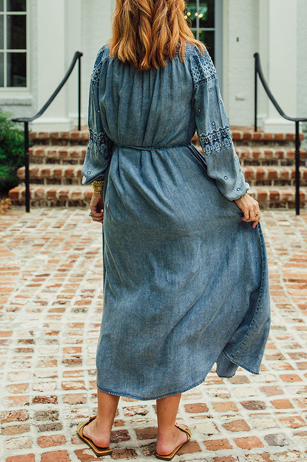 Casual Embroidered Maxi Dress