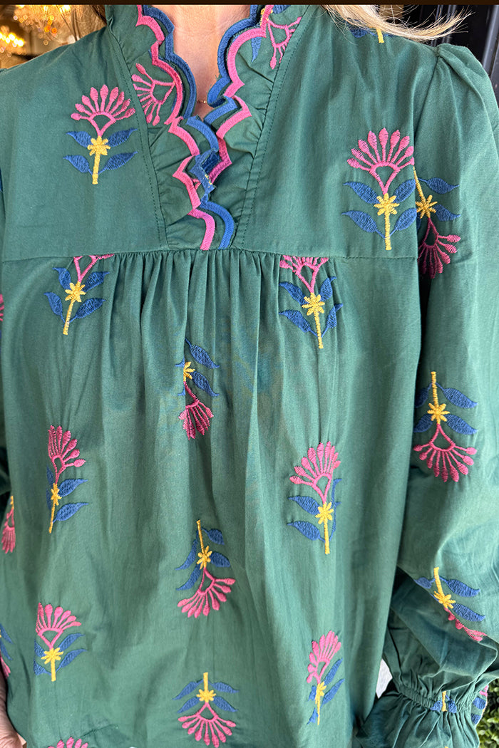 Casual Embroidered Floral Top