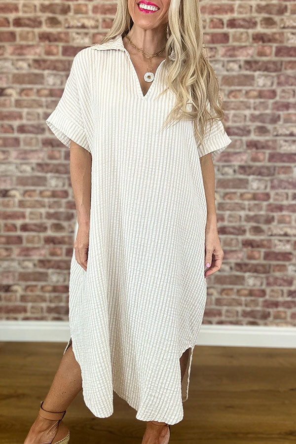 Casual V-Neck Striped Dress