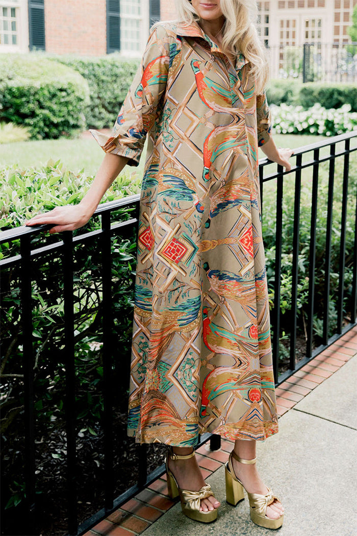 Animal Print Pockets Maxi Dress