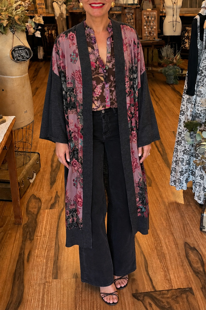 Floral Print Knit Kimono
