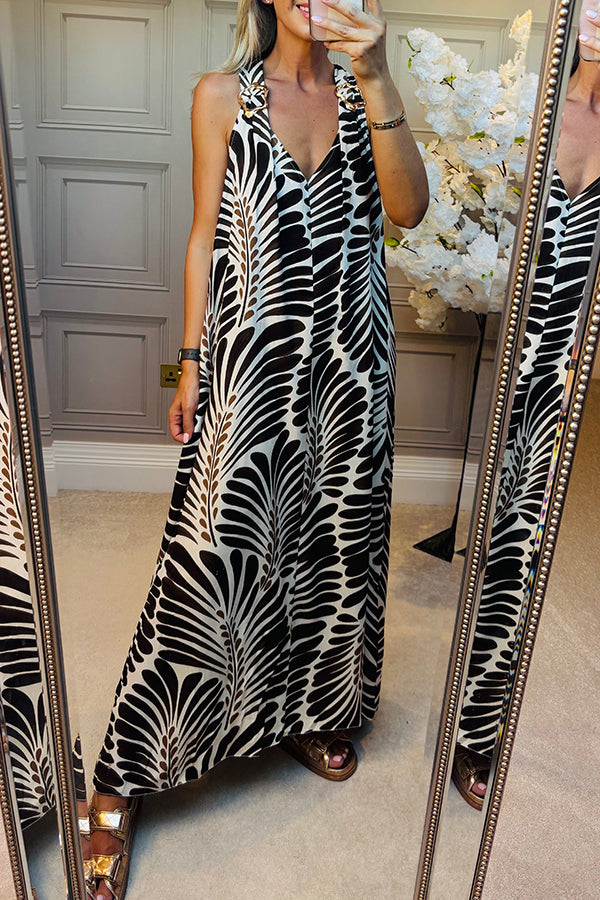 Casual Leaf Halter Dress