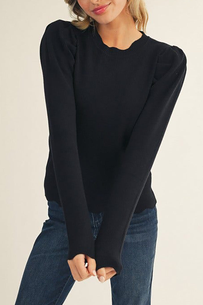 Scallop Edge Knit Top