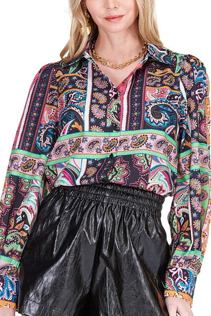 Casual Retro Print Blouse