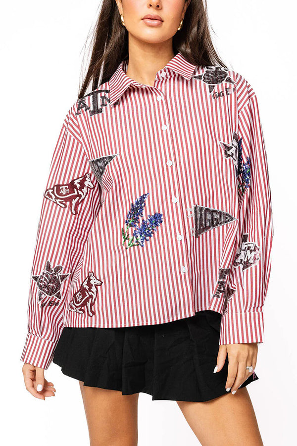 Mini Icon Embellishments Stripes Top