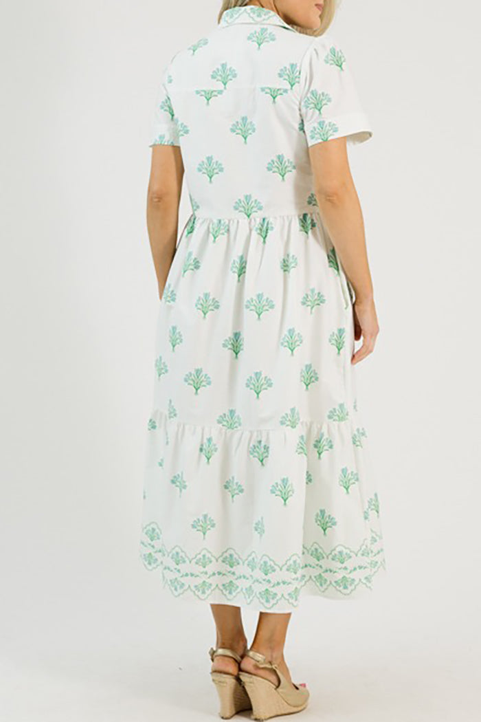 Collared Button Down Floral Pocket Maxi Dress