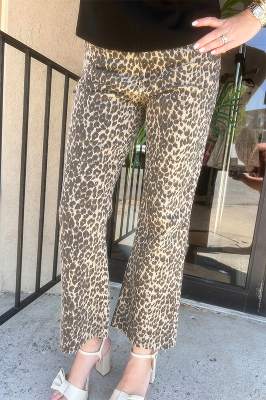 Crop Flare Leopard Jeans