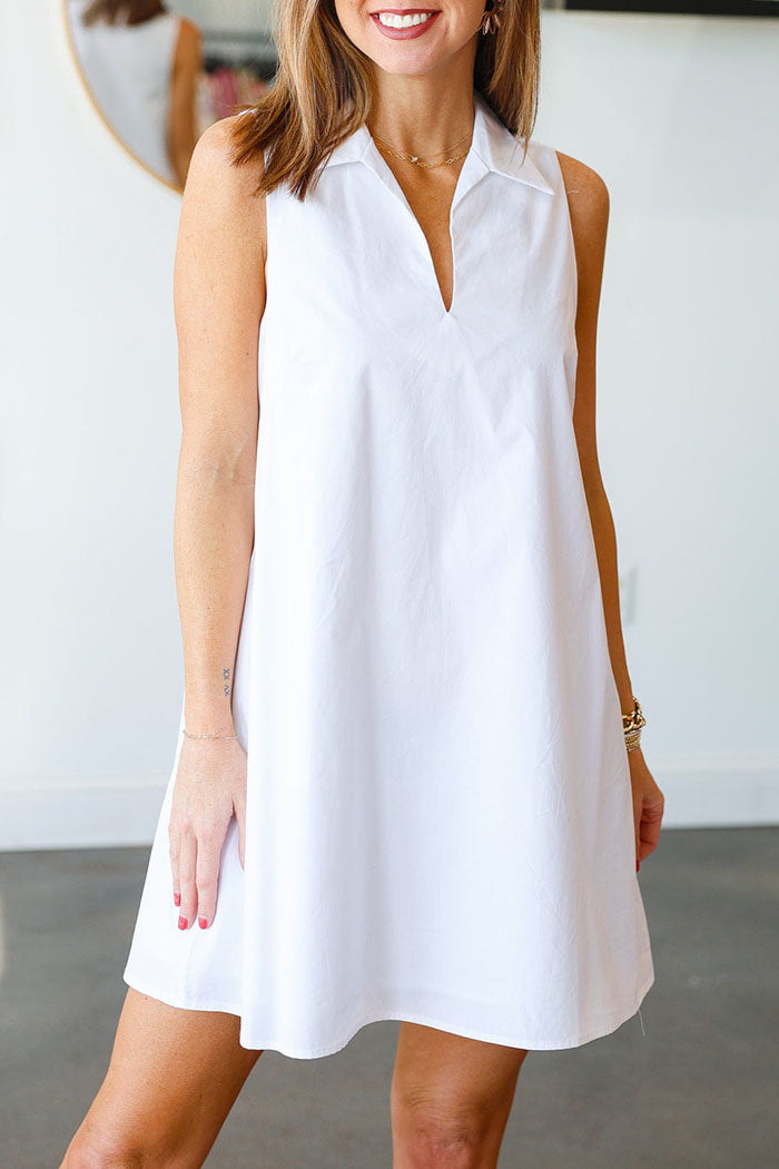 Solid Color Sleeveless Pocket Dress