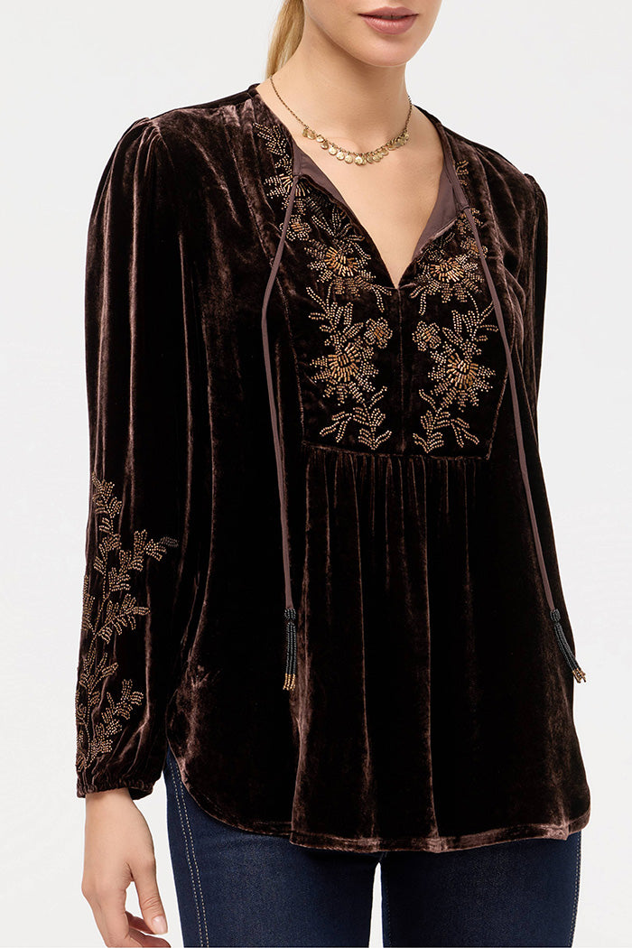 V-Neck Velvet Prairie Top
