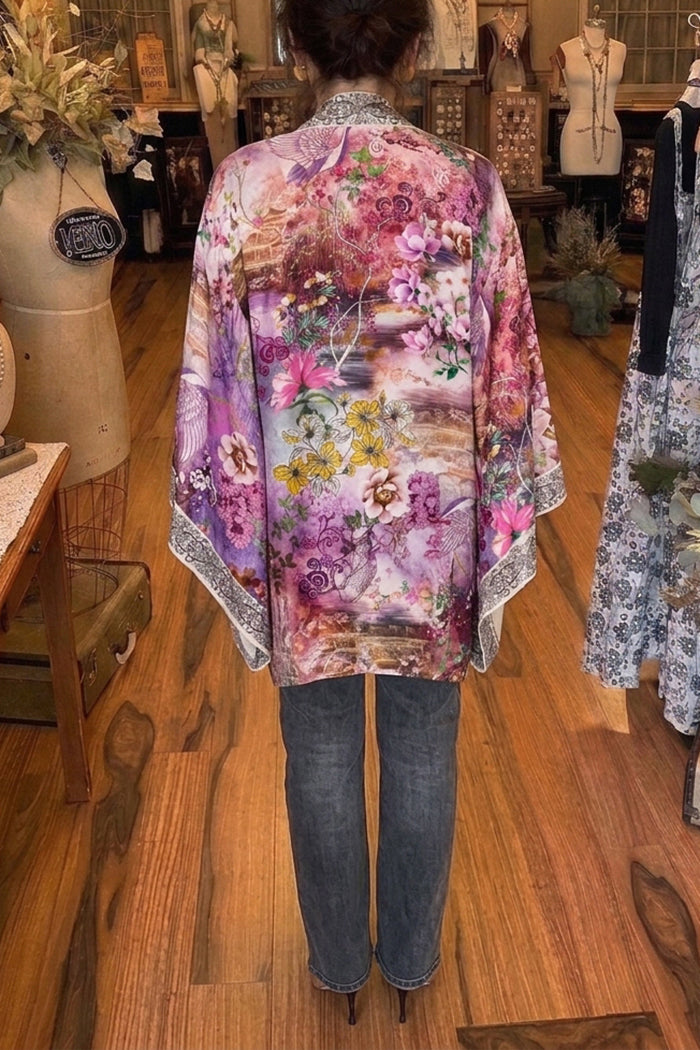 Reversible Embroidered Long Sleeve Kimono