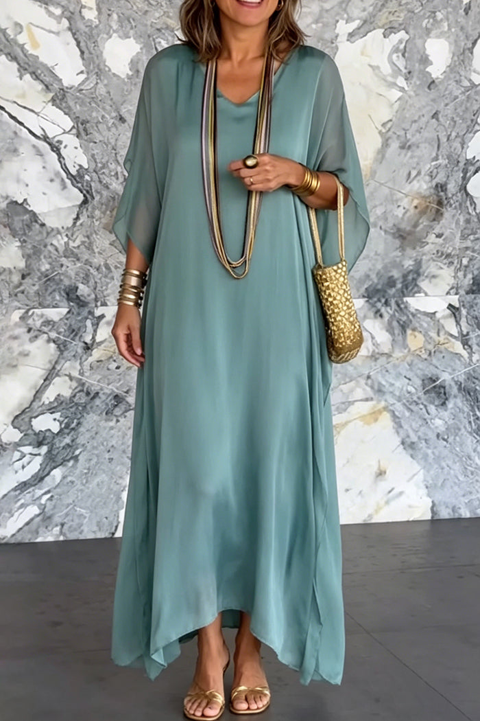 Batwing Sleeve Flowy Maxi Dress