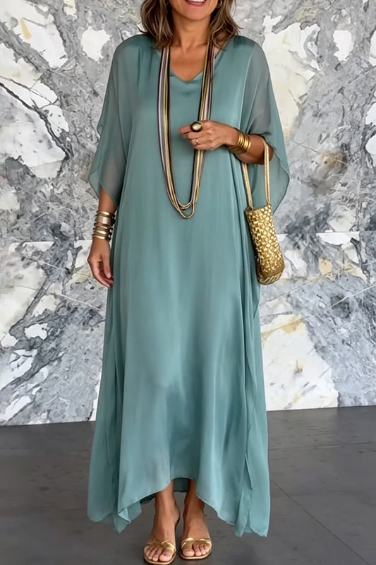 Batwing Sleeve Flowy Maxi Dress