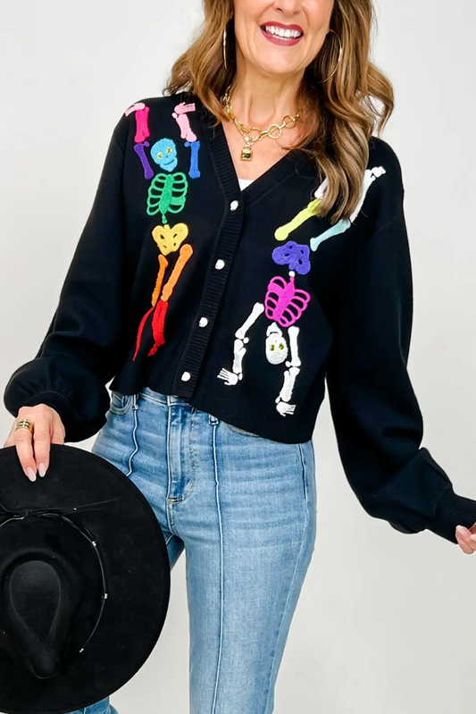 Rainbow Skeleton Button Up Cardigan