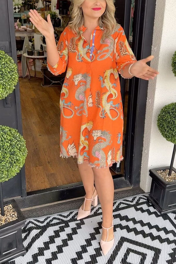 Casual Dragons Print Dress