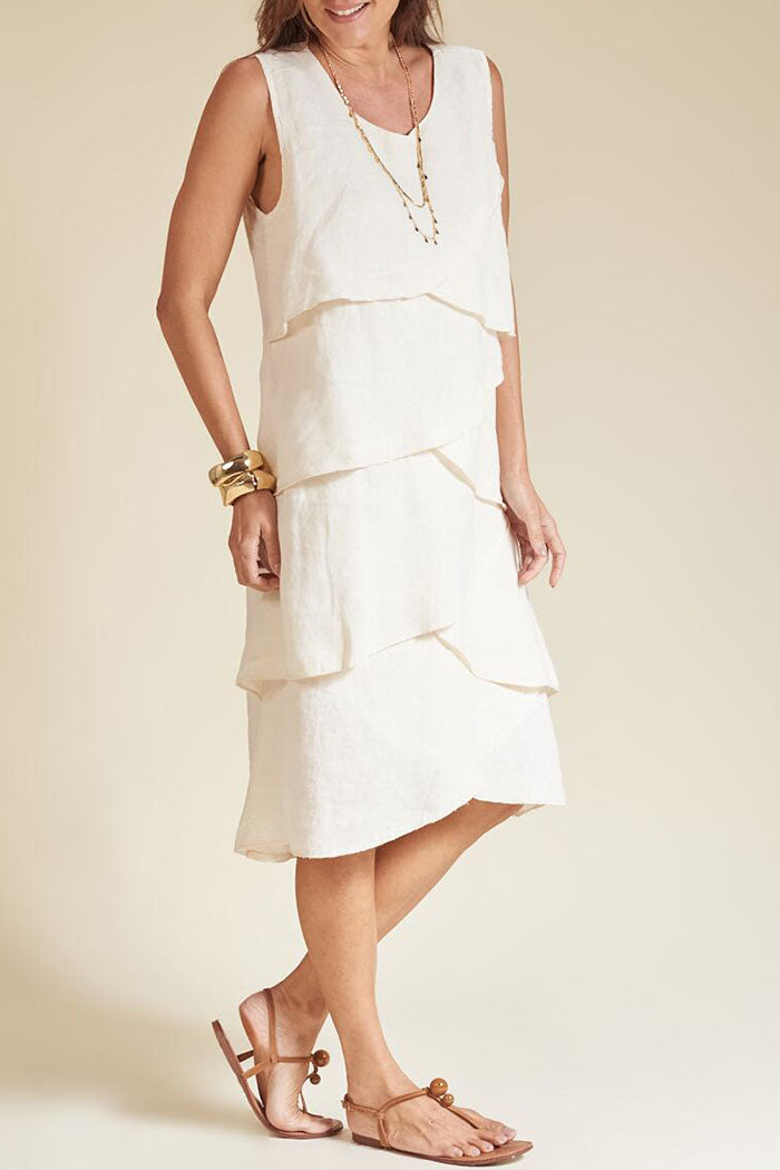 Solid Color Sleeveless Ruffle Dress