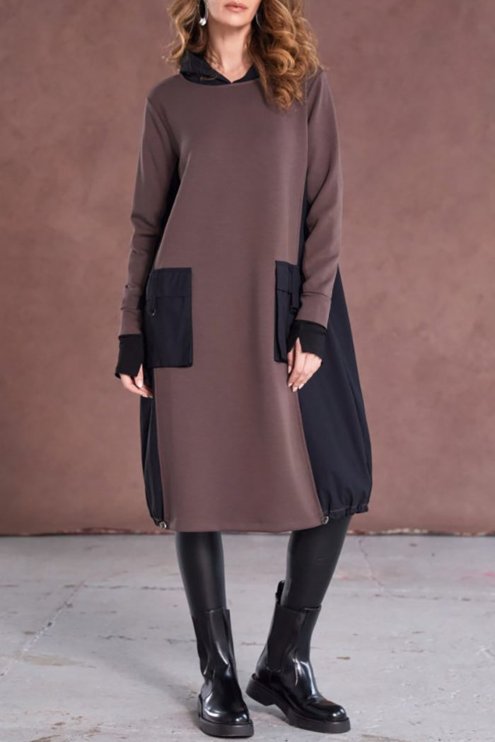 Hooded Contrast Pocket Dress