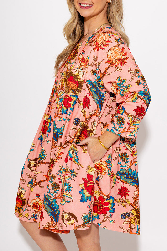 Casual Floral Pocket Dress