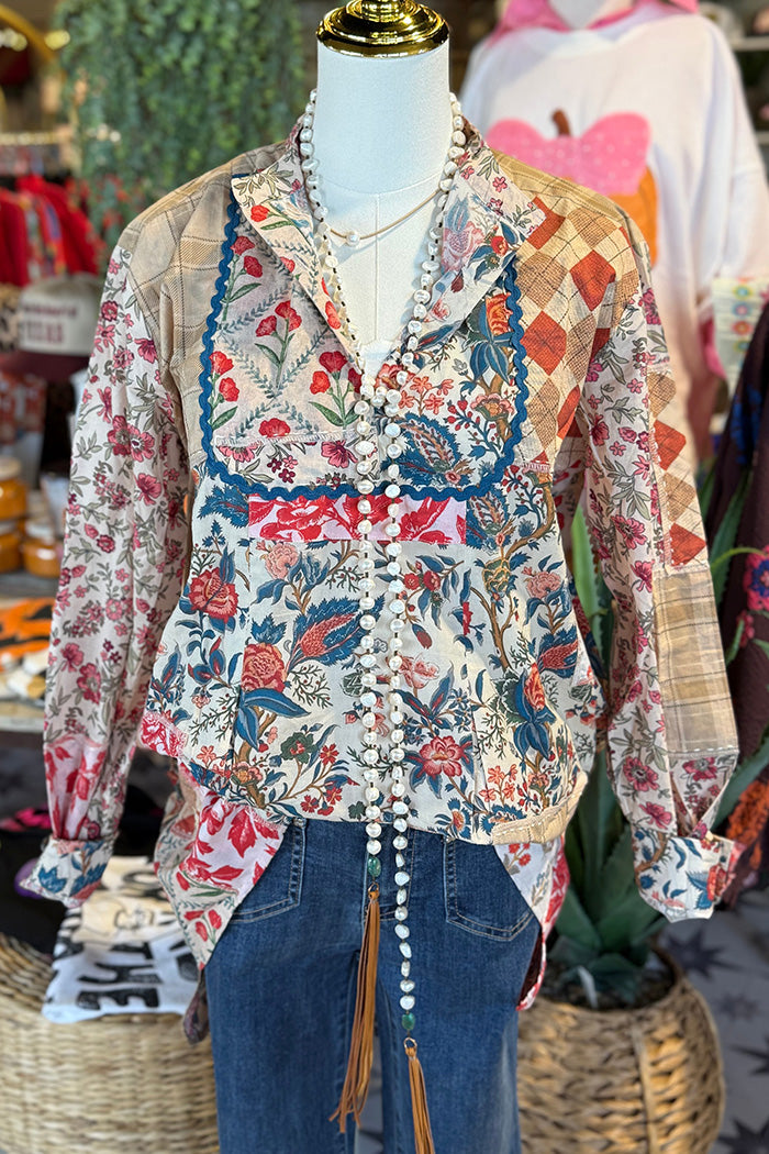 Floral Patchwork High Low Top