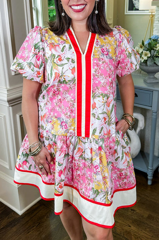 Casual Stripe Floral Dress