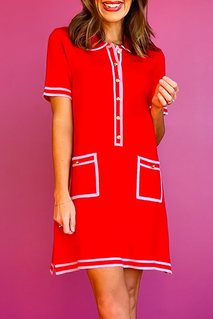 Contrast Trim Pocket Dress