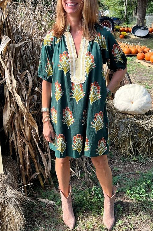 Floral Scallop Hem Dress
