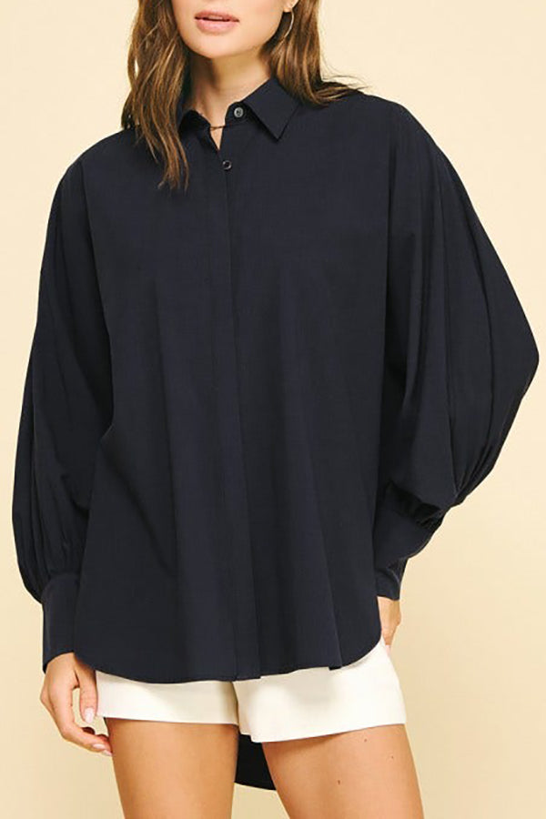 Balloon Sleeve Button Down Blouse