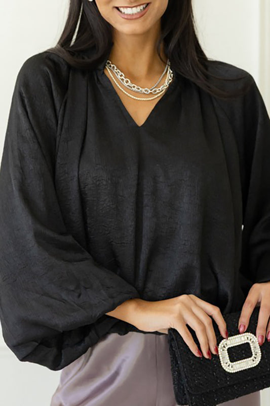 V-Neck Bubble Sleeves Top