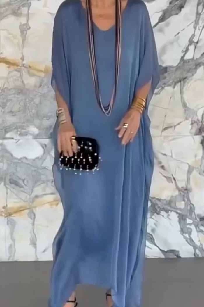Batwing Sleeve Flowy Maxi Dress