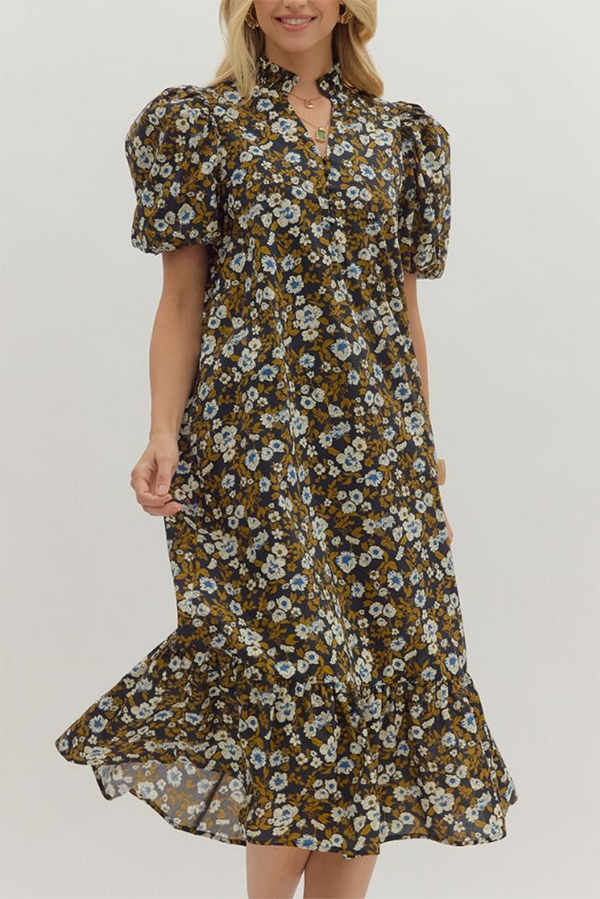 Puff Sleeve Floral Dress