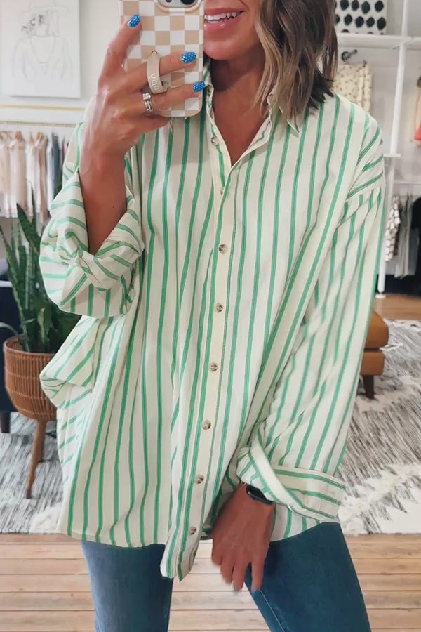 Casual Stripe Button Down Top