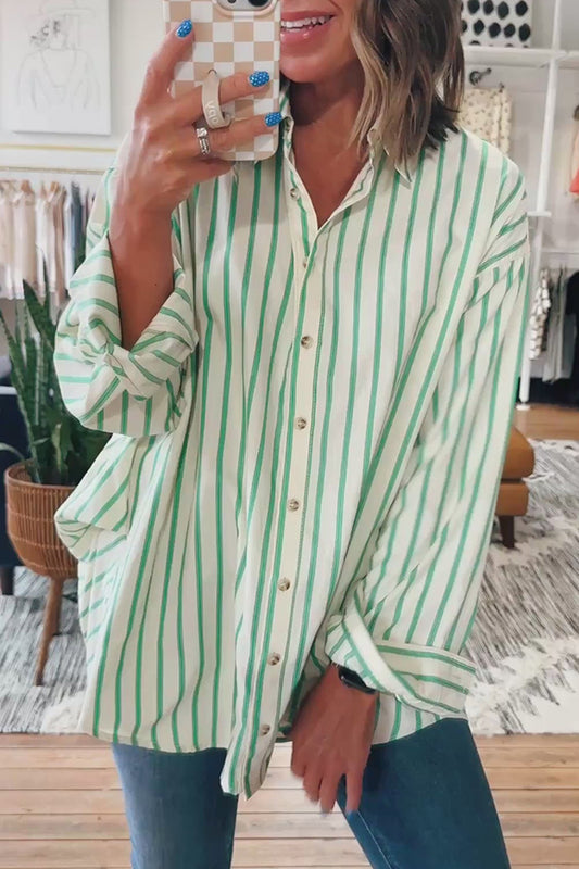 Casual Stripe Button Down Top