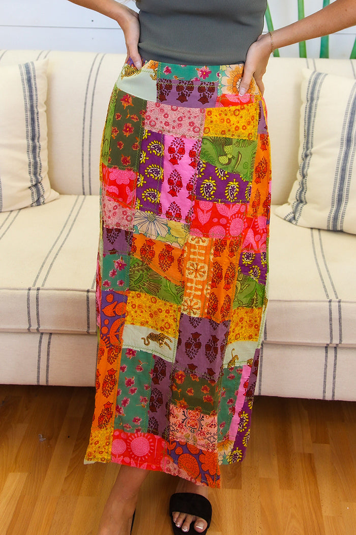 Bold Printed Patchwork Skirt